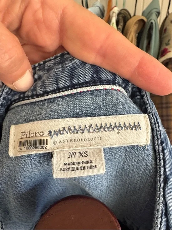 Pilcro Light Blue Denim Tunic with Embroidered Yoke - Picture 2 of 7